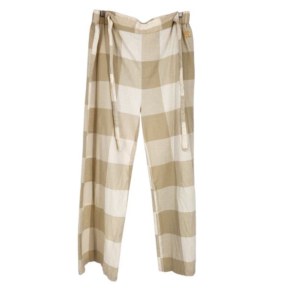 ISADORA Wide-Leg Pants – Linen Blend – Size Large - Plaid Preppy Beach - Picture 1 of 5